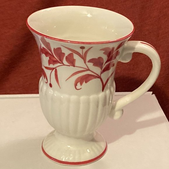 2006 Andrea By Sadek Red Leaf Pattern-1 Irish Coffee or Cappucino Mug-5" H-EUC - Picture 9 of 9